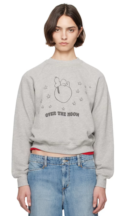 Re/Done Gray Classic 'Snoopy Moon' Sweatshirt