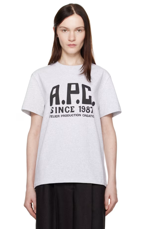 A.P.C. Gray Print Label T-shirt