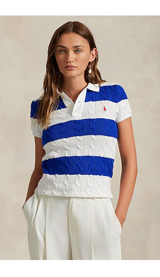 POLO RALPH LAUREN SLIM FIT CABLE-KNIT POLO SHIRT