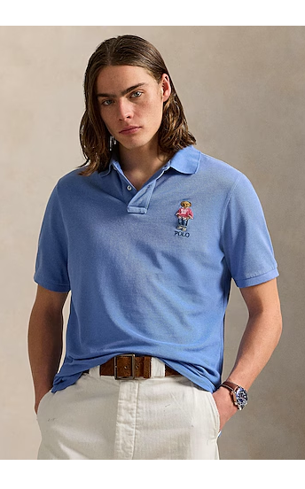 POLO RALPH LAUREN CUSTOM SLIM POLO BEAR MESH POLO SHIRT