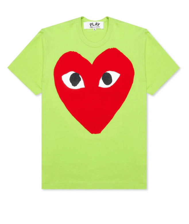 COMME des GARCONS PLAY Light Green Tee With Big Red Heart Men