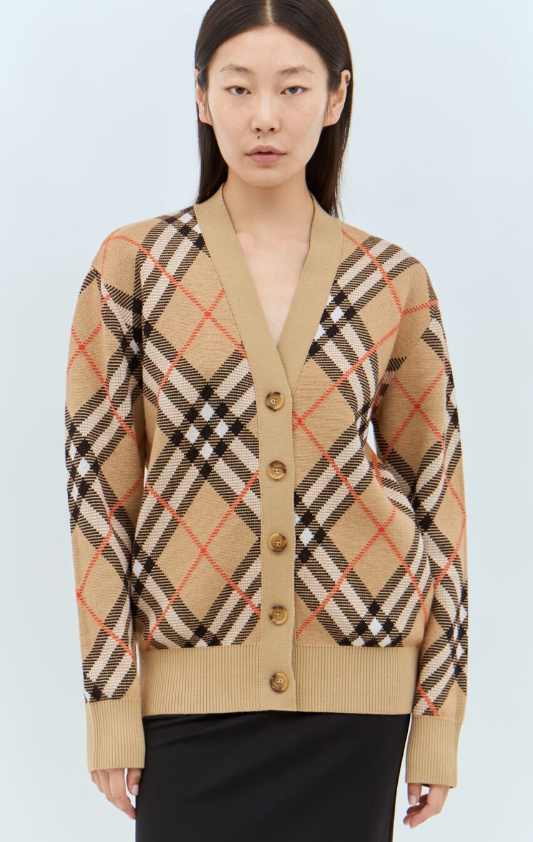 Burberry Check Wool-Blend Cardigan