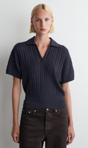 POINTELLE-KNIT COTTON SHIRT