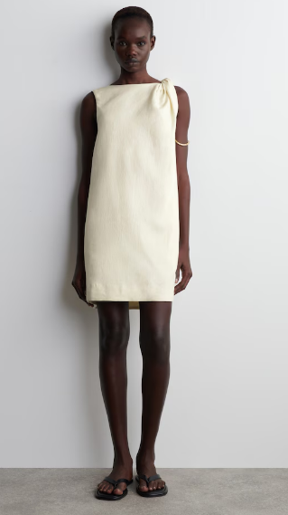 TWIST-DETAIL LINEN MINI DRESS