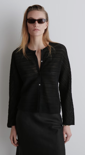 PLEATED KNITTED CARDIGAN