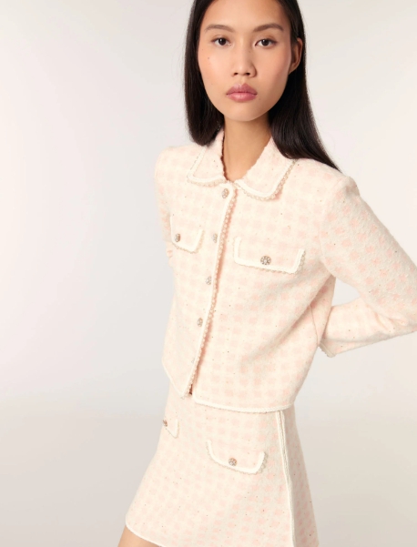 Tweed-effect knit jacket