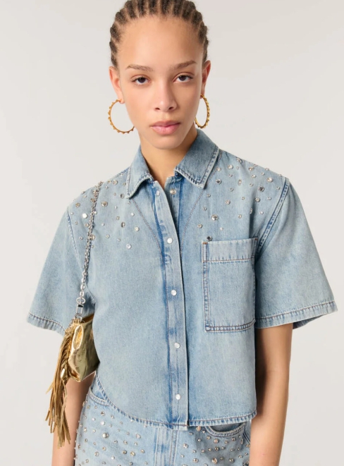 Studded denim shirt