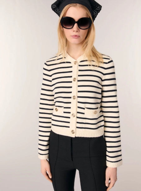 Striped knit cardigan