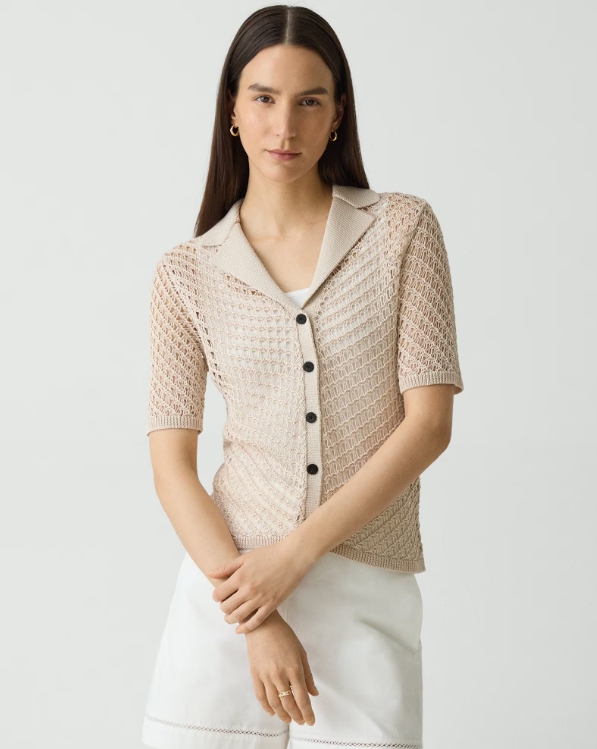Short-Sleeve Camp Shirt in Sheen Cotton