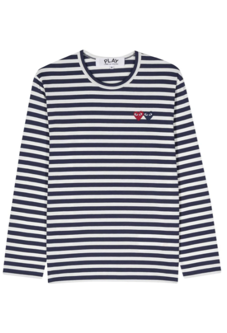 COMME des GARCONS PLAY Double Heart Stripe Tee Unisex