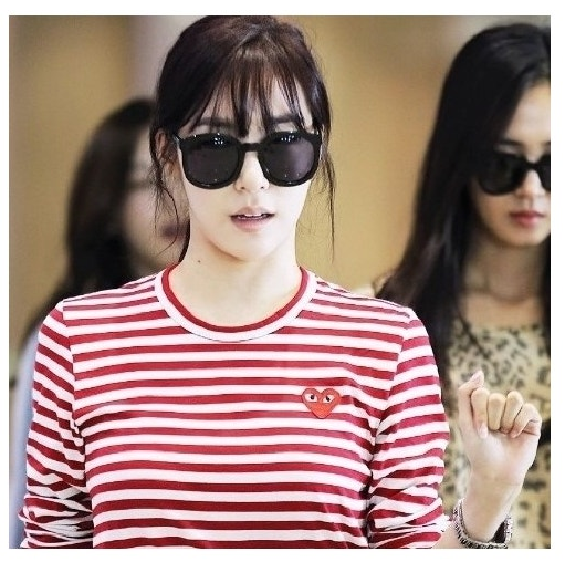 COMME des GARCONS PLAY Long Sleeve Stripes With Red Emblem Tee Unisex