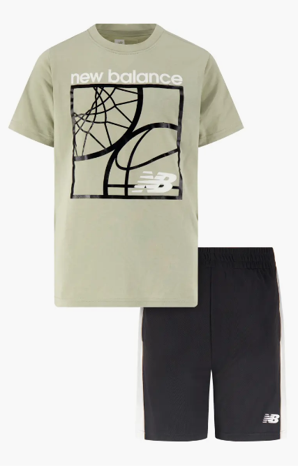 Kids' Basketball Logo Graphic T-Shirt & Shorts Set