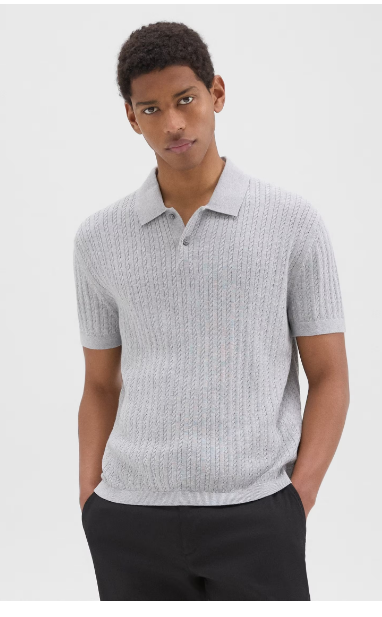 Cable Knit Polo in Cotton