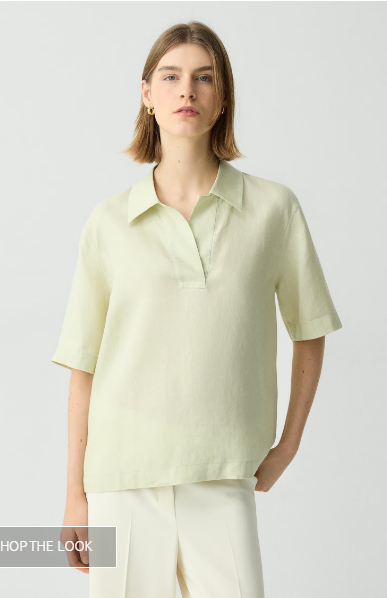 Oversized Polo Shirt in Relaxed Linen