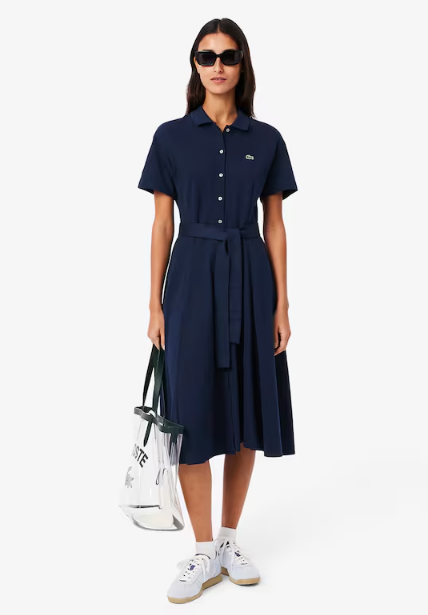 Women's Flared Mini-Piqué Polo Dress