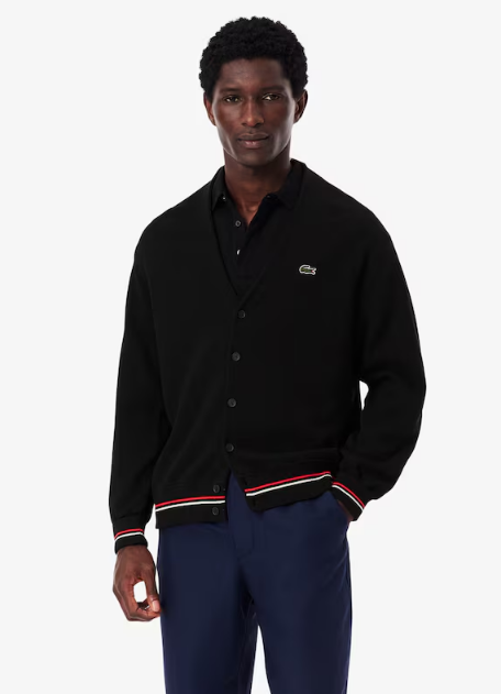 Men's Relaxed Fit Stripe Detail Cotton Cardigan