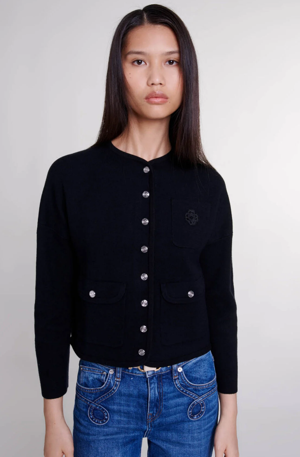 Cropped knit cardigan