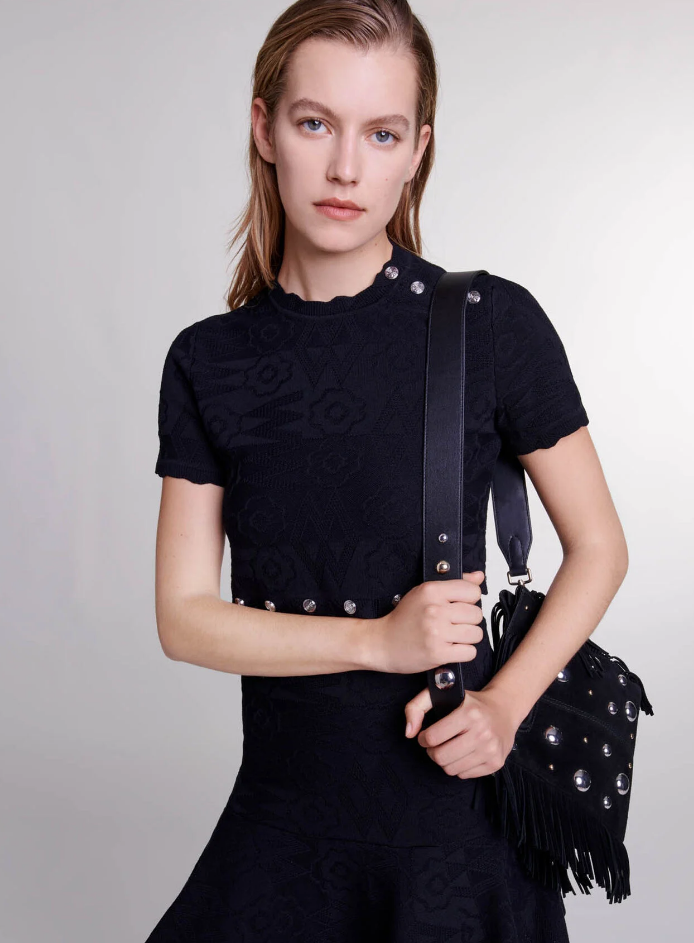 Trompe l'œil knit mini dress