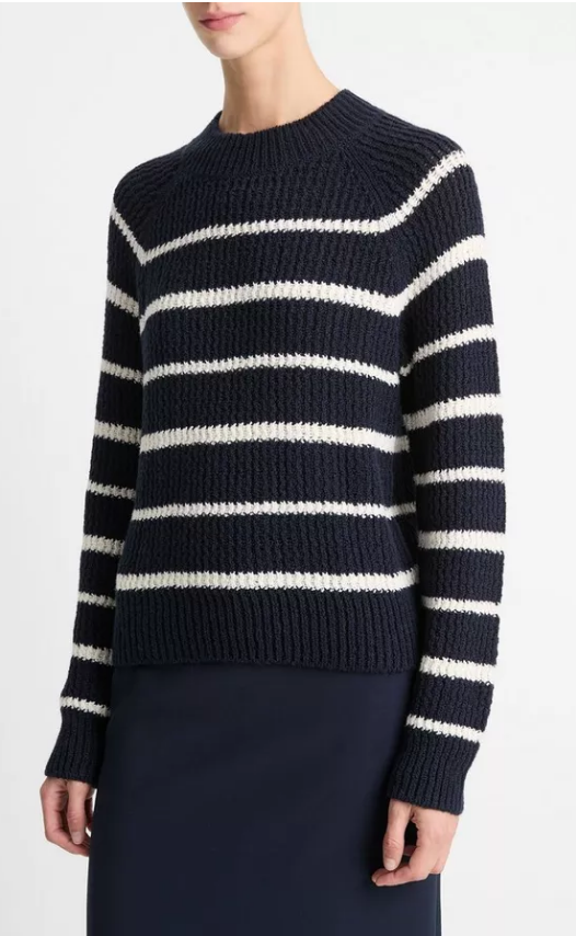 Ribbed Stripe Cotton-Blend Pullover