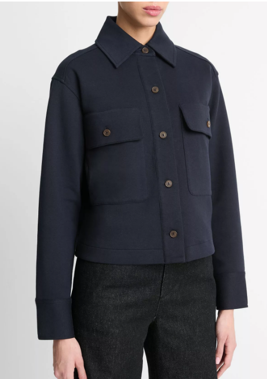 Double-Knit Cotton-Blend Cropped Jacket