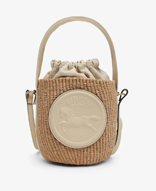 Chloé Horse medal ivory raffia bucket bag