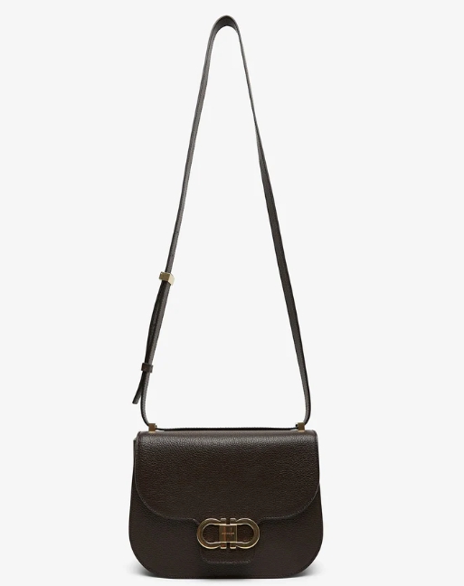 Ferragamo Dubble gancini flap dark brown