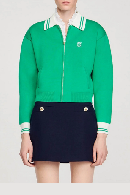 Zip-up varsity cardigan