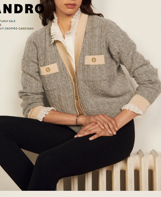 Cable knit cropped cardigan