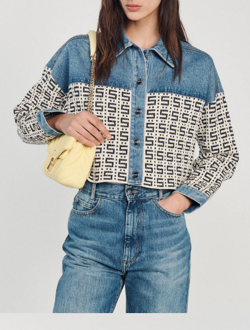 Cropped denim coatigan