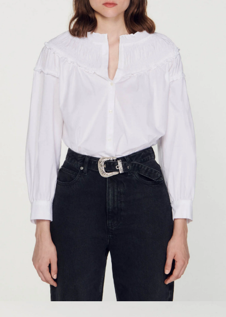 Smocked-collar blouse