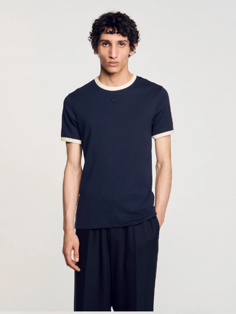 Two-tone patch T-shirt