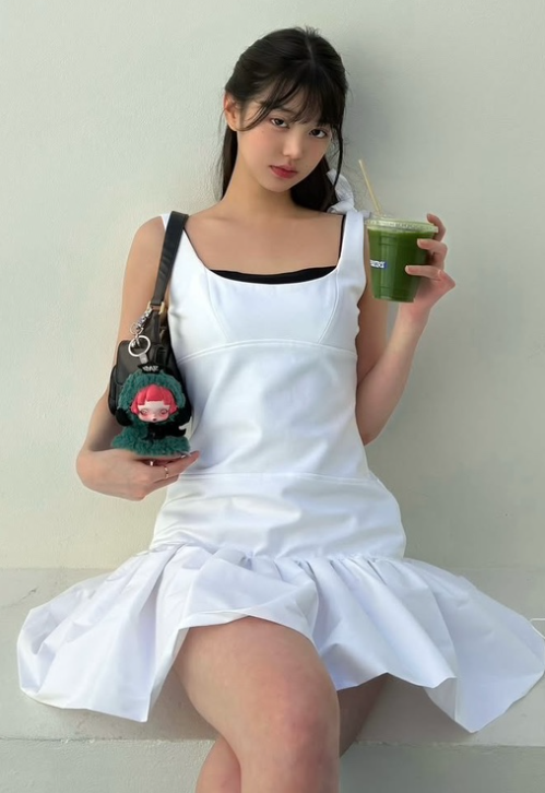 Dual-material mini dress