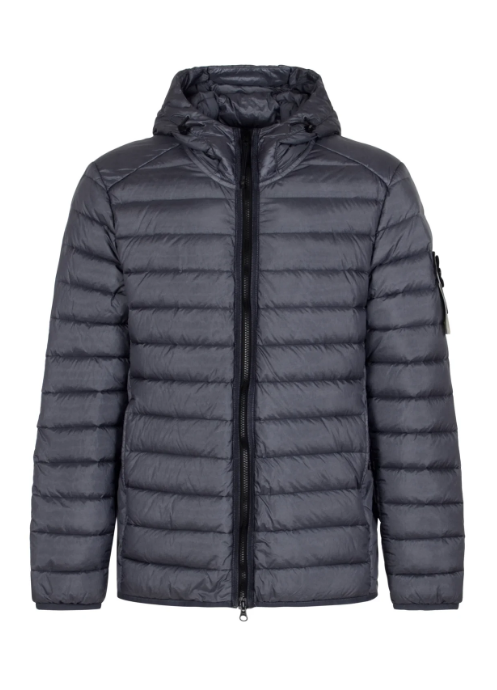 Stone Island 로고 패치 후드 집업 재킷