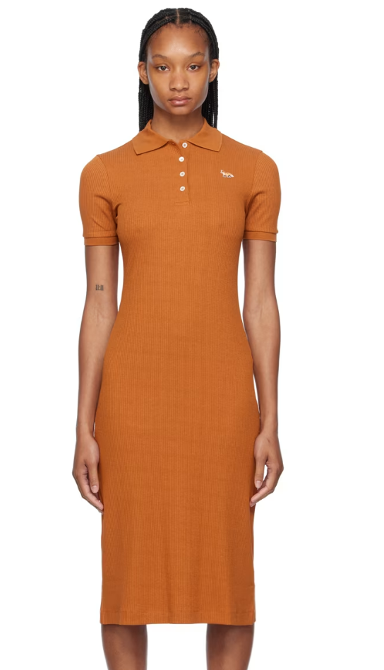 Maison Kitsuné Tan Baby Fox Maxi Dress Stretch lyocell- and cotton-blen