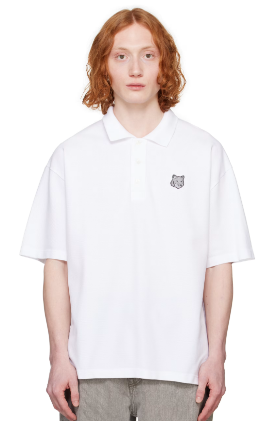 Maison Kitsuné White Bold Fox Head Patch Oversize Polo Cotton piqué polo.