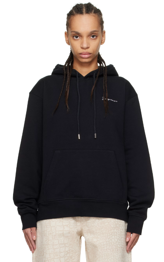 JACQUEMUS Black 'The embroidered sweatshirt' Hoodie