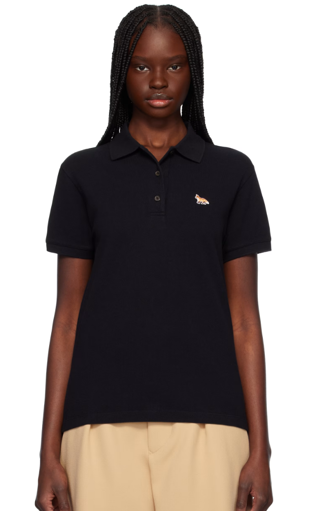 Maison Kitsuné Black Baby Fox Patch Regular Polo