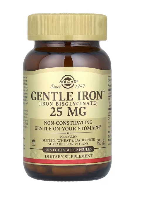 Solgar, Gentle Iron®, 25mg, 베지 캡슐 90정