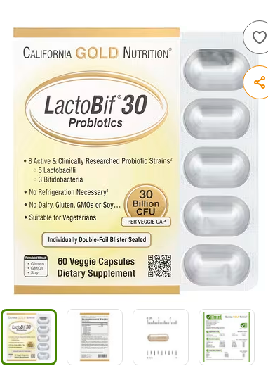 California Gold Nutrition, LactoBif® 30 프로바이오틱, 300억CFU, 베지 캡슐 60정