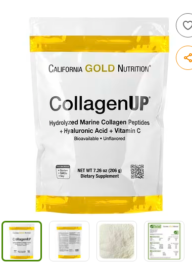 California Gold Nutrition, CollagenUP®, 가수분해 해양 콜라겐 펩타이드, 히알루론산 및 비타민C 함유, 무맛, 206g(7.26oz)