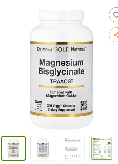 California Gold Nutrition, 마그네슘 비스글리시네이트, TRAACS®로 제조, 베지 캡슐 240정(캡슐당 100mg)