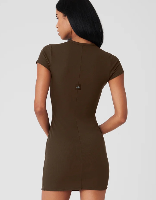 Goddess Ribbed Short Sleeve Dress