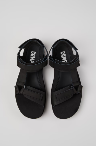Oruga Black leather sandals for men