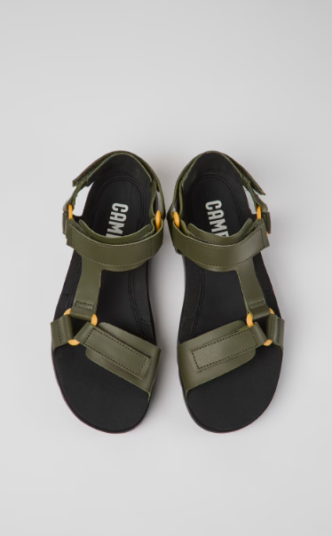 Oruga Green leather sandals for men