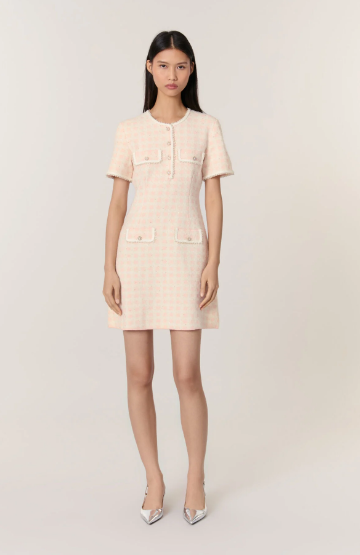 maje Tweed-effect knit mini dress