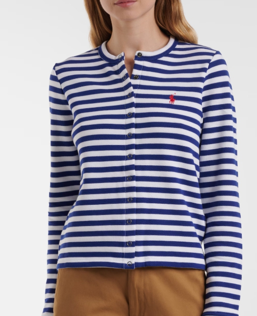 Polo Ralph Lauren 스트라이프 코튼 블렌드 테리 카디건