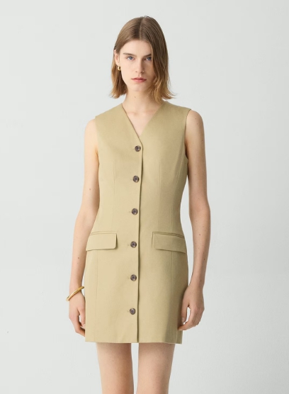 Sleeveless Blazer Dress in Cotton Chino