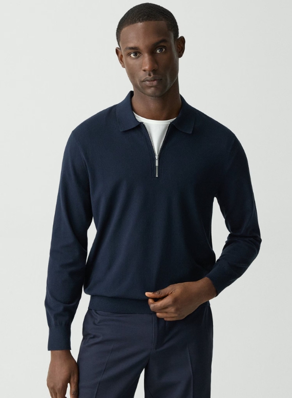 Quarter-Zip Polo Sweater in Light Bilen