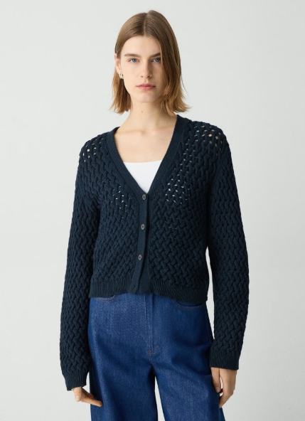 Cable-Knit Cardigan in Rounded Cotton
