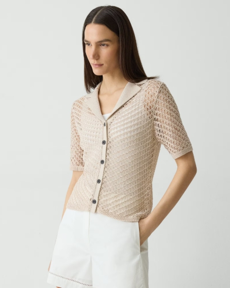 Short-Sleeve Camp Shirt in Sheen Cotton